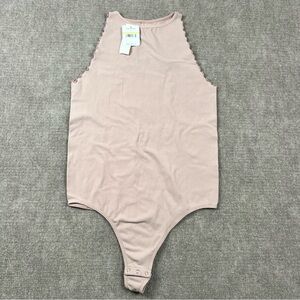 Intimately Free People High-Neck Sleeveless Bodysuit — Dusty Pink M/L